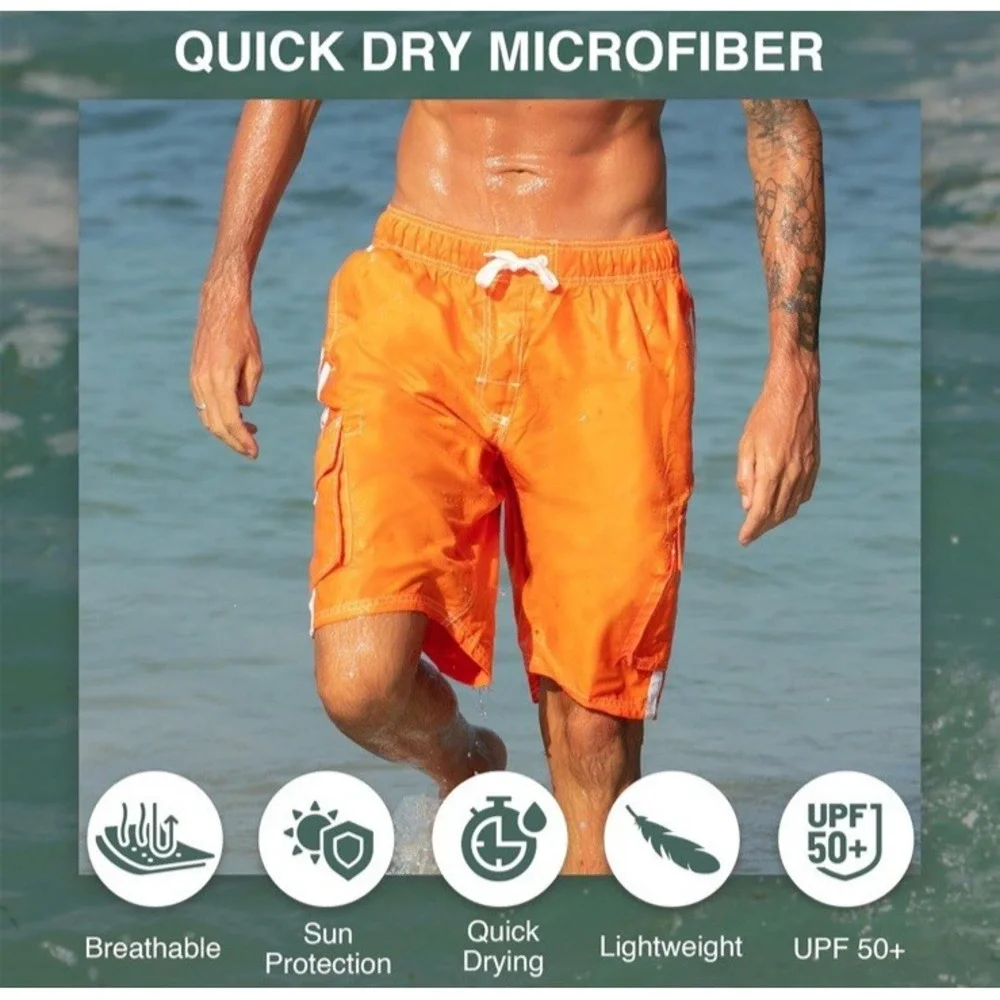 NWT Kanu Surf Men's Barracuda Swim Trunks - Color Orange‎ - Size M
